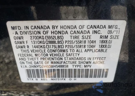 2011 Acura Mdx Technology Package z USA, uszkodzony, nr VIN 2HNYD2H60BH548858